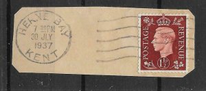 GB 1937 KGVI Dark Cols, First Day of Issue, 30-07-1937,  SG464 1½d.    #S78 