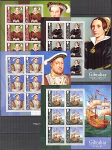 Gibraltar 2009 Accession of Henry VIII to Throne Wives Ships 8 sheets MNH 2 sc.