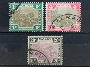 Malaya Federated Malay States FMS 1900 Tiger 3V Crown CA Used M1848