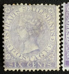 MALAYA 1868 Straits Settlements QV 6c CC MLH SG#13 M2683