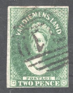 Tasmania SC #5a Deep green,  F/VF Used.  CV $600.00.    ....   6280003