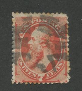 1871 US Stamp #149 7c Used Average Perf 12. Fancy Cancel Catalogue Value $90