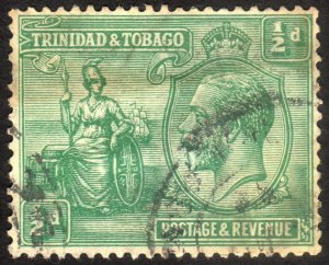 1922, Trinidad and Tobago 1/2p, Used, Sc 21