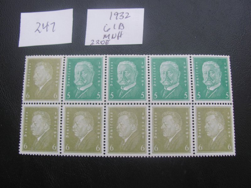 Germany 1932 MNH MI. 61B BOOKLET PANE XF 220 EUROS (247)