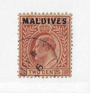 Maldives Islands Sc #1 2 cents red brown used VF