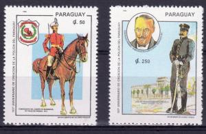 Paraguay 1994 Sc#2489/2490 Police Anniversary/Horseback Set (2) MNH