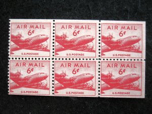 US - SCOTT# C39a - BOOKLET PANE 6 - MNH - CAT VAL $12.00