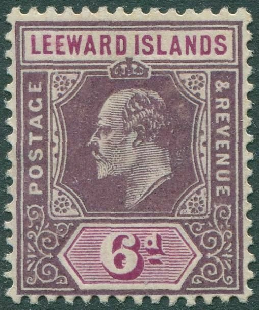 Leeward Islands 1907 SG42 6d purple KEVII MH