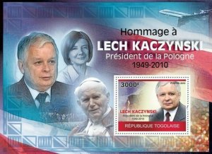 Togo 2010 MNH - Tribute to Lech Kaczynsky (1949-2010), Pope.