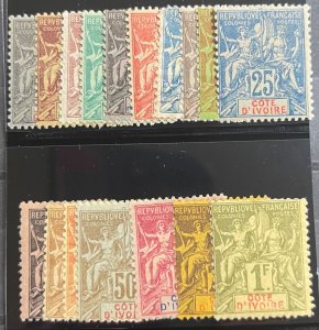 Ivory Coast, 1892-1900, SC 1-17, Mint Set.