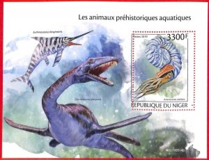 A4314 - NIGER - ERROR MISPERF, Souvenir sheet: 2019, Prehistoric Marine life