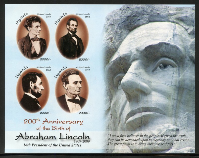 200th BIRTH OF ABRAHAM LINCOLN SCOTT #1899 IMPERF SHEET MINT NH