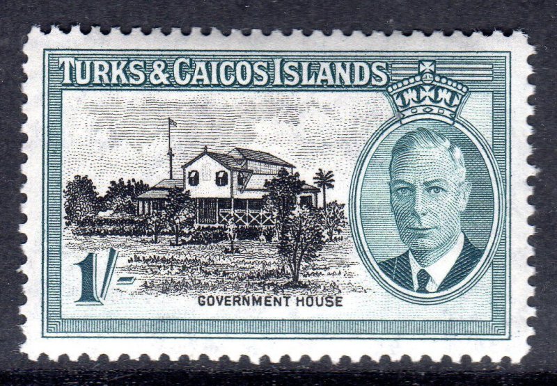 TURKS & CAICOS-,,,1950- ...SG 229 ..  1/- -  Lightly Hinged -  cv £3.00 