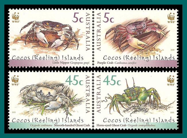 Cocos 2000 WWF Crabs, MNH 333,334,SG389a,SG391a