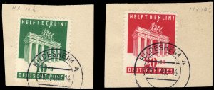 Germany #B302-303 (Mi.101A-102A) Cat€240, 1948 Helft Berlin, set of two per...