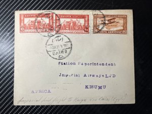 1931 Egypt Airmail Cover Cairo to Kisumu Kenya KUT