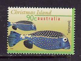 Christmas Is.-Sc#385- id5-unused NH 90c Spotted Boxfish-Marine Life-1996-7-