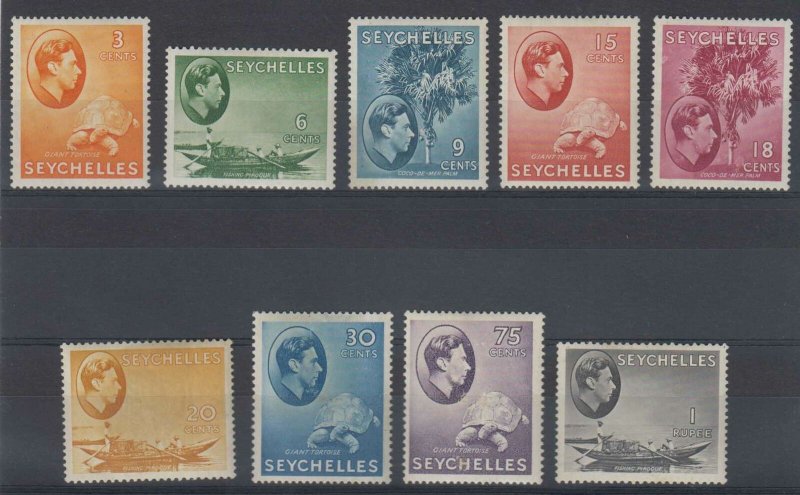 BC SEYCHELLES 1938-41 Sc 127 thru 145 (9x) MNH OR HINGED MINT SCV$28.15