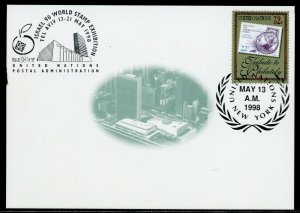 UNITED NATIONS LOT OF  7  1998 INT'L SHOW CARDS WITH SHOW CANCELATIONS