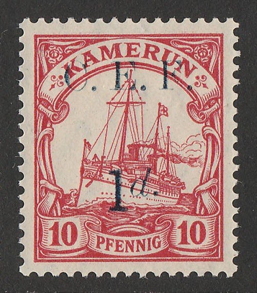CAMEROON - CEF : 1915 Yacht 10pf error TRIPLE ALBINO MNH **