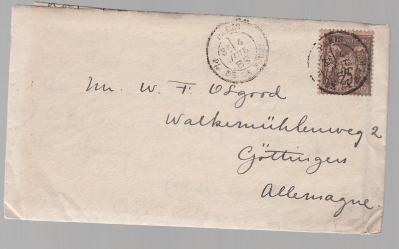 1889 France Mini Cover to Gottingen Germany with letter contents