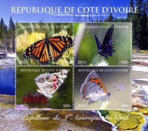 Butterflies of NORTH AMERICA Sheet (4) Perorated Mint (NH)