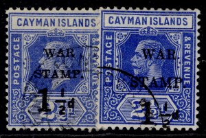 CAYMAN ISLANDS GV SG53-54, 1917 WAR STAMP set, FINE USED. Cat £36.