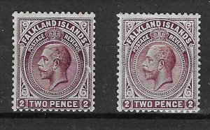 FALKLAND ISLANDS 1912-20 Line perf 2d deep reddish - 70702