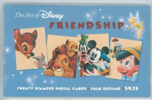 US UX407-410 2004 Postal Cards; packet of 20, 4 designs, 5 of each The Art of Disney Friendship (UX410a)