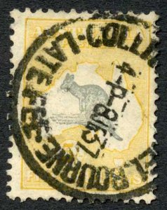 Australia SG111 5/- Grey and Deep Yellow Kangaroo Multiple wmk Cat 120 pounds