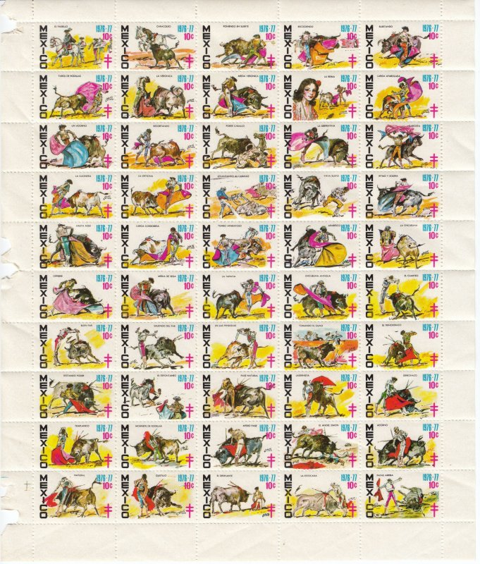 1976/7 Torero Bull Corrida Bull Vache Cow TB Tuberculose Sheet 50 Different Post
