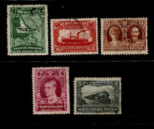 Newfoundland #145-149 Various Definitives Used