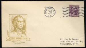 United States First Day Covers #722-2, 1932 3c Washington, Gorham cachet, DC ...