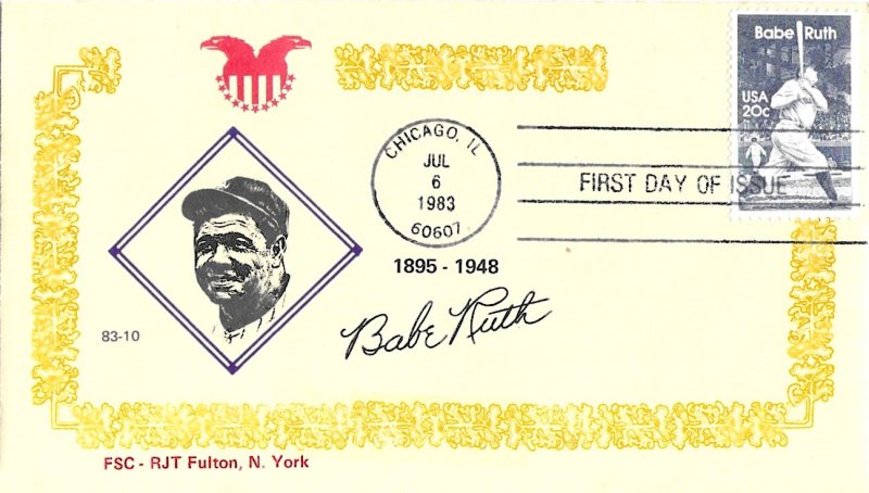 #2046 FDC, 20c Babe Ruth, FSC - RJT (D-505)
