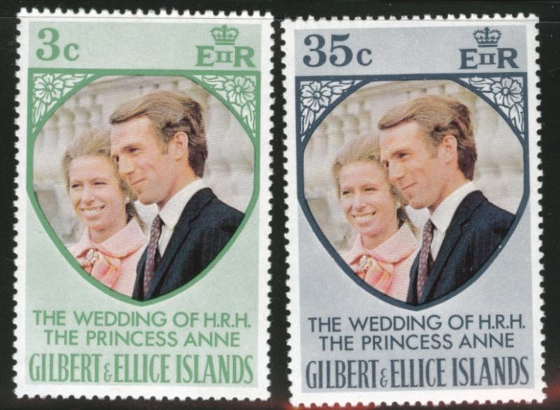 Gilbert & Ellice Islands Scott  216-7 MH* Wedding set 1973