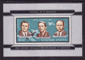 Hungary-Sc#C314-unused NH Airmail sheet-Russian astronauts-1971-
