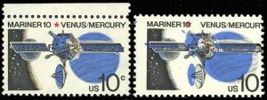 1557, Mint NH 10¢ Mariner Space Black Color Shifted Right ERROR - Stuart Katz