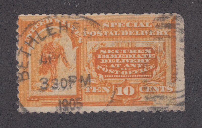 US Sc E3 used 1893 10c Special Delivery, SON BETHLEHEM, PA duplex cancel