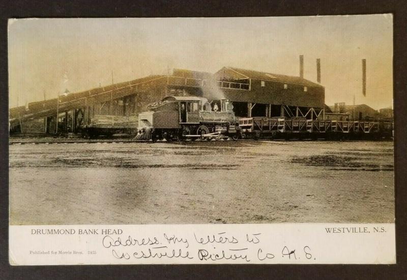 1903 Westville Nova Scotia Drummond Bank Railroad Real Picture Postcard Cover 