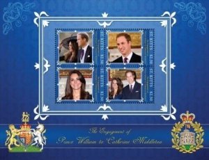 Saint Kitts 2010 - Prince William & Kate - Sheet of 4 Stamps - Scott #796 - MNH