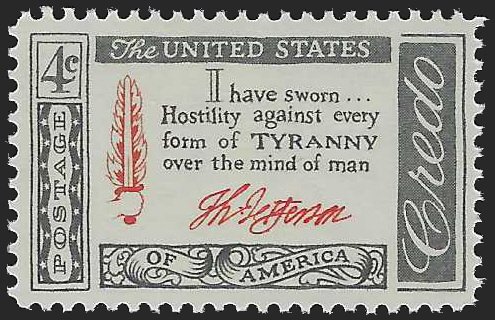 #1141 4c American Credo: Thomas Jefferson 1960 Mint NH