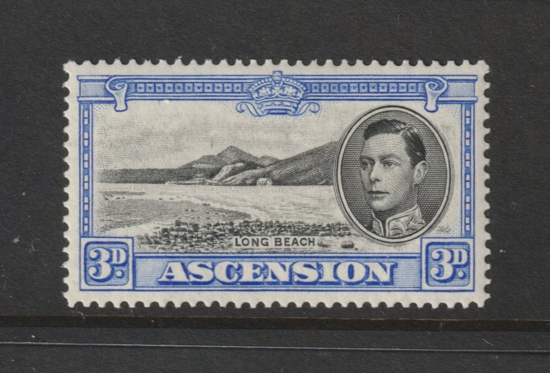 Ascension a 3d black & ultramarine KGVI from 1938 MH