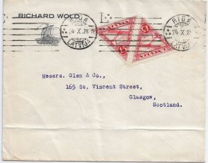 Riga, Latvia to Glasgow, Scotland 1928 Airmail Sc # C4x 2 (53820)