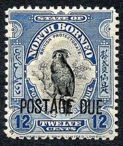 North Borneo SGD83 12c Post Due M/M Cat 75 Pounds