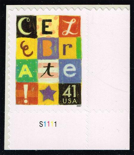 US #4196 Celebrate; MNH Plate # Single (0.85)