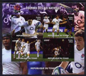 CHAD - 2012 - Rugby, Six Nations - Perf 4v Sheet - Mint Never Hinged