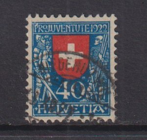 Switzerland   #B24  used  1922  Pro Juventute  Arms 40c Switzerland