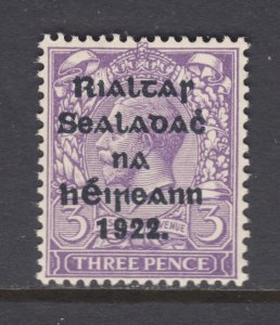 Ireland Sc 49 MNH. 1922 3p violet KGV with shiny black overprint, fresh