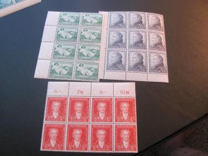 GERMANY 1949 MNH SC  B306-308 SEMI POSTAL MARGIN BLOCKS W/# XF (114)