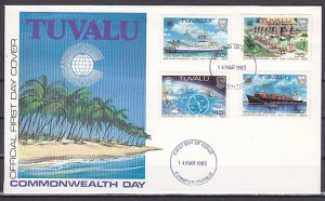 Tuvalu, Scott cat. 196-199.Ships, Dancers, Map issue. First day cover. ^